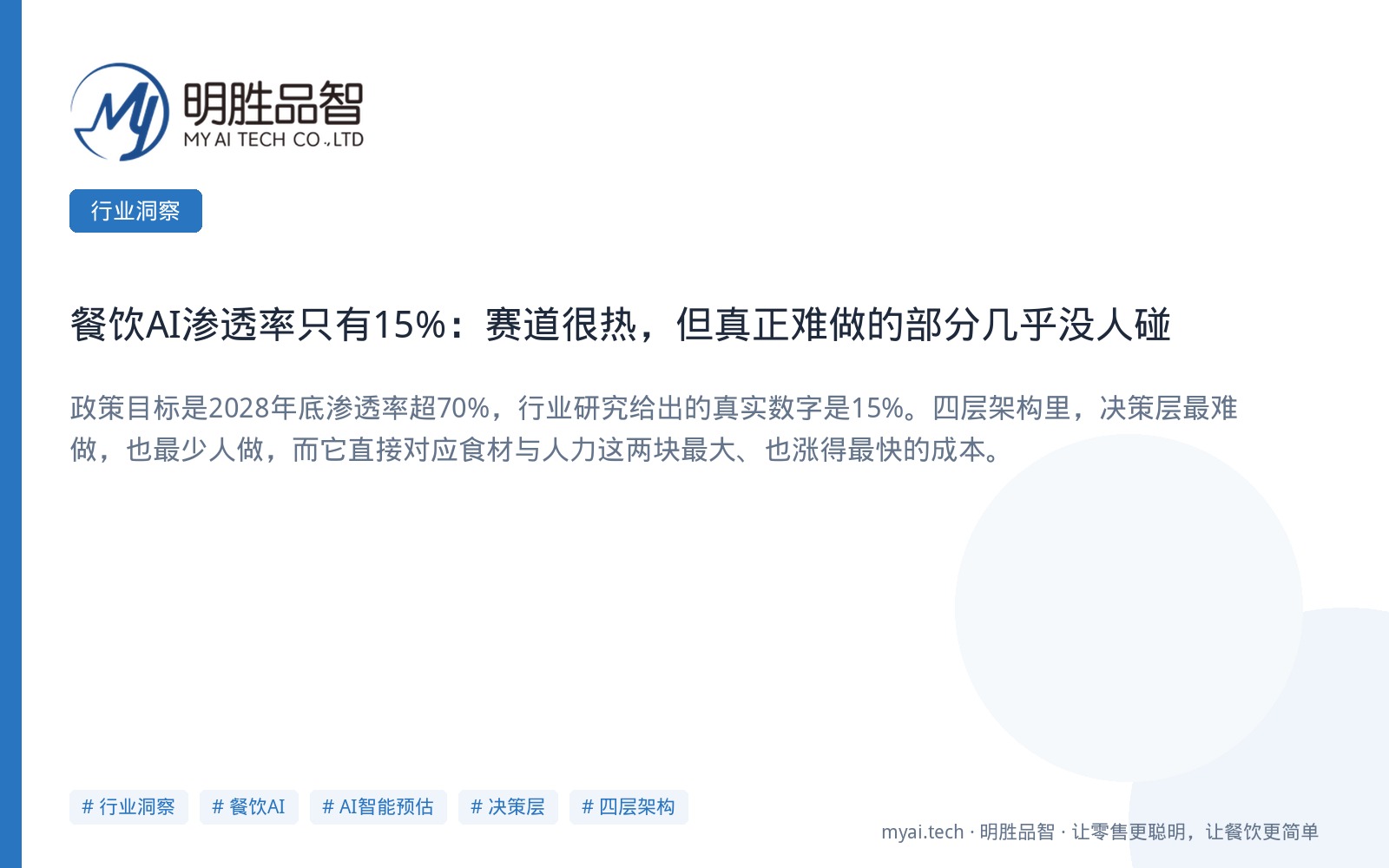 餐饮AI渗透率只有15%：赛道很热，但真正难做的部分几乎没人碰